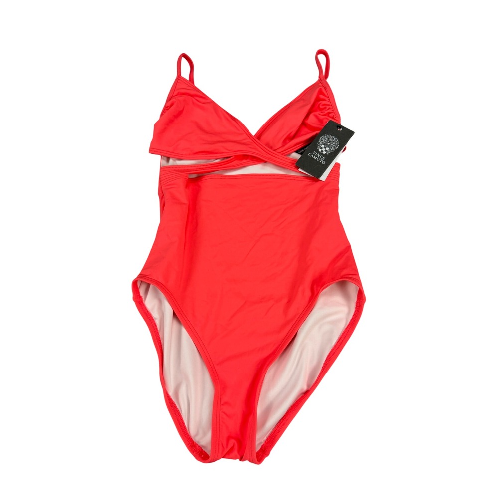 Vince Camuto‎ Cruise One Piece Swimsuit Pop Coral Cutout V-Neck Size 8 MSRP $108